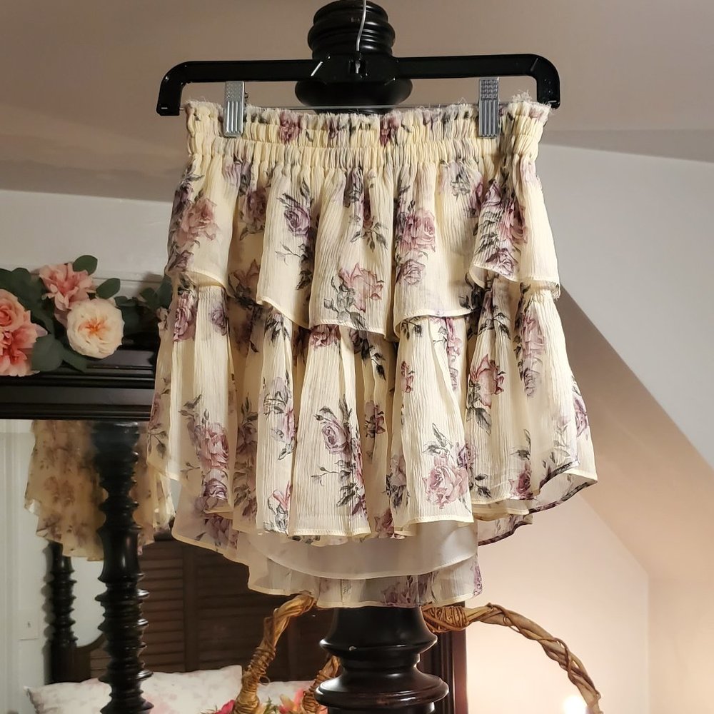 LoveShackFancy Silk Ruffle Mini Skirt